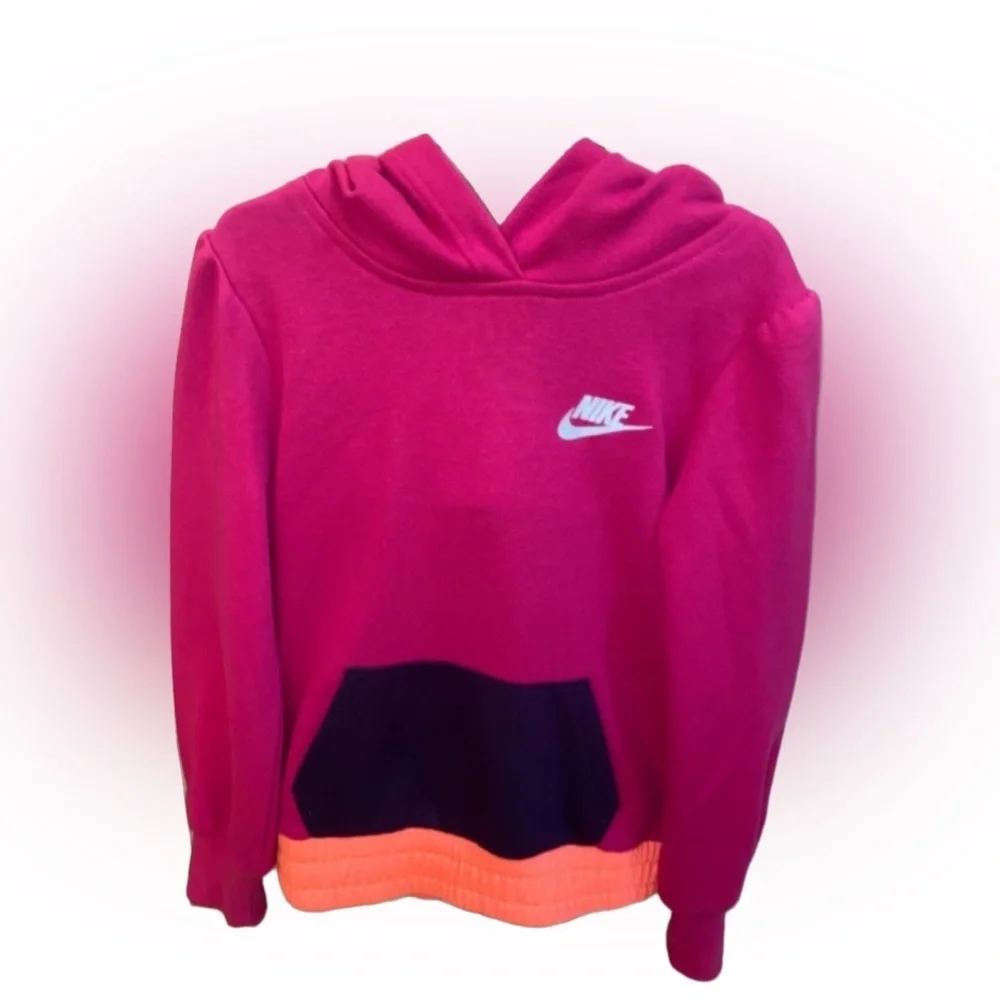 Nike Girls Colorblock Pullover Hoodie Pink Purple Orange Size 6X